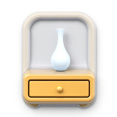 Charming minimalist bedside table with a stylish white vase creates a peaceful bedroom atmosphere, perfect for interior design projects and showcasing modern home decor ideas