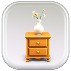 Charming nightstand with delicate white flowers in a pristine vase, adding a touch of elegance and tranquility to any bedroom decor, perfect for creating a serene and inviting atmosphere