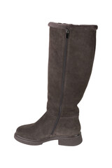 Stylish Women's Suede Knee-High Boot with Zipper for Trendy Autumn Winter Fashion. Transparent background. 