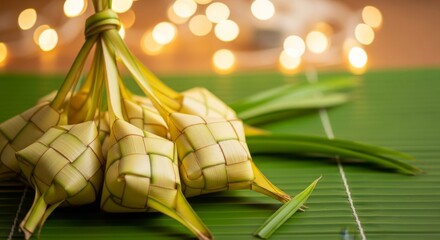 Ketupat is most popular food on Aidilfitri festival , Ai generate, Ai generative