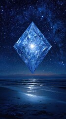 Obraz premium Celestial Diamond Over Ocean at Night.