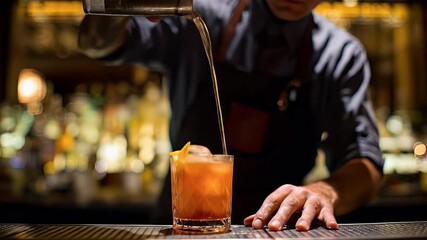 Bartender pouring a cocktail