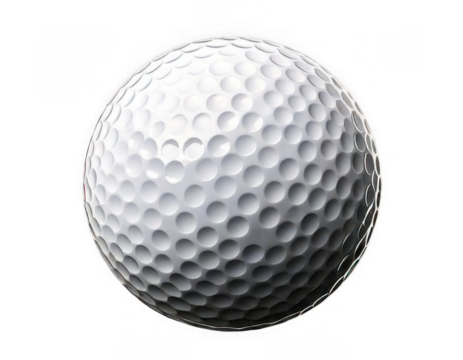 Closeup of golf ball isolated on transparent background