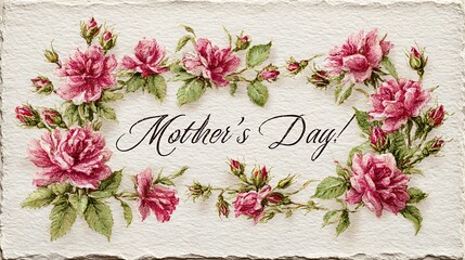 Mother's Day Floral Rose Garland Greeting Card