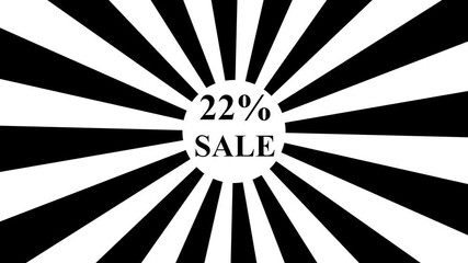 Comic retro background. Sunburst, radial, sunlight, 22% ,SALE ,circus, stripe background rotation Fantastic tunnel, .Abstract tunnel .Wallpaper with black and white shapes..