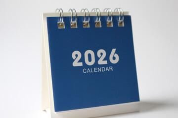 Monthly calendar template for the new year 2026 desk calendar,isolated on white background	