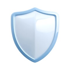 Glossy White and Blue 3D Shield Icon for Protection and Security