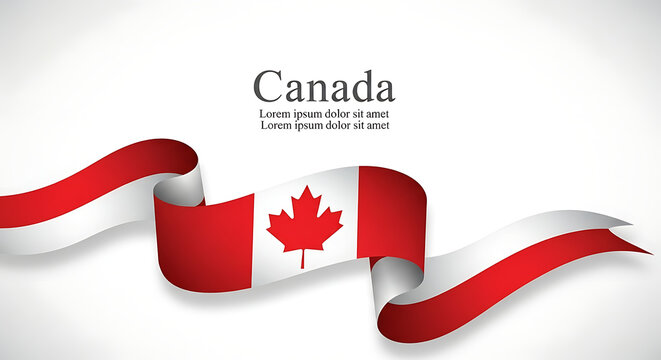 Elegant waving canadian flag with maple leaf and text canada day celebration - Powered by Adobe