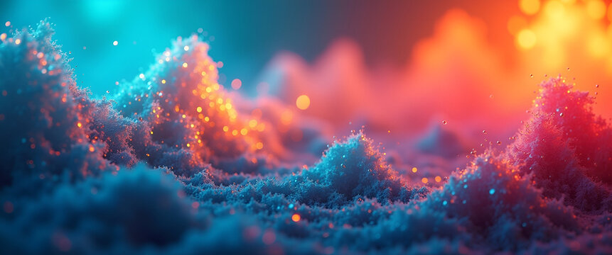 An abstract representation of productivity using vibrant colors and shapes, promoting a sense of energy and efficiency with ample copy space for text.