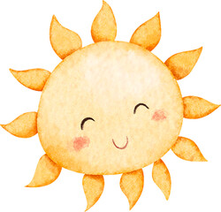Watercolor Illustration of Cute Sun