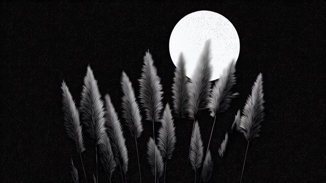 Night moon with plumes