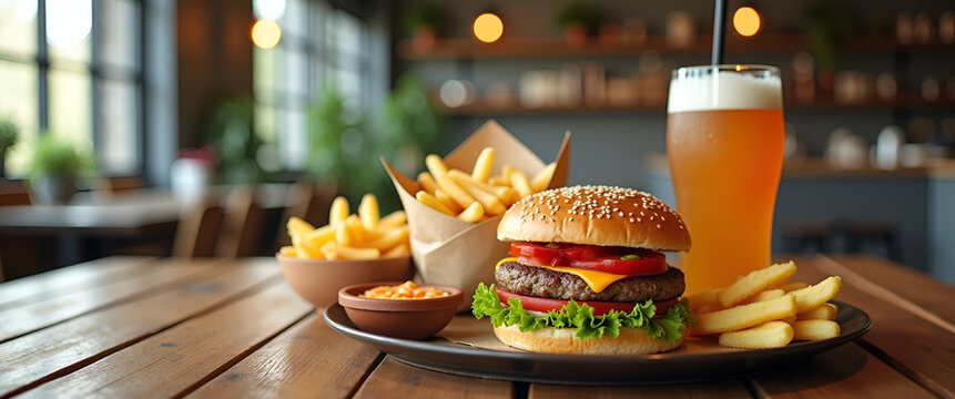 A realistic depiction of low-calorie food delivery items presented on a wooden table, allowing for copy space arrangements tailored for advertisements.