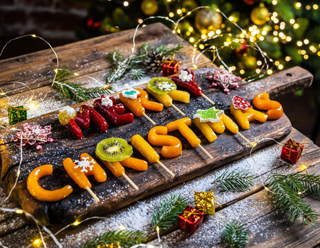 Merry Christmas Tanghulu: Festive Candied Fruit Skewers with Holiday Message