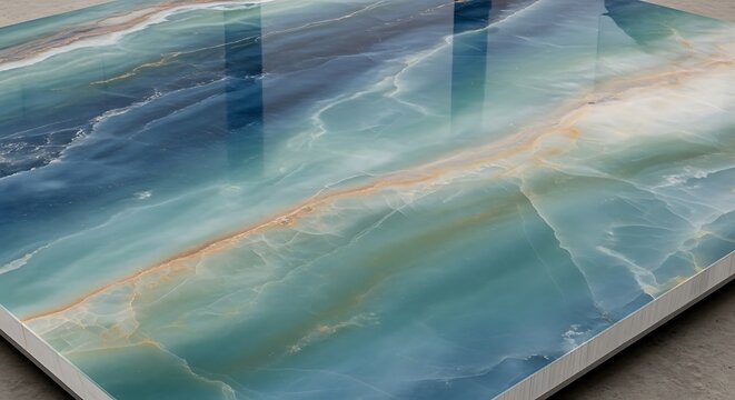 Abstract oceanic tile design with swirling blue and teal colors texture