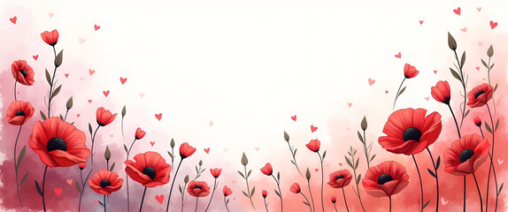 An abstract interpretation of remembrance day, combining watercolor elements with a harmonious palette, featuring space for captions, symbolizing unity.