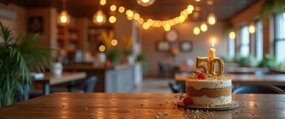 Find unique 50th birthday gift ideas in an inviting setting, highlighted with thoughtful decorations, leaving ample copy space for personalized messages.