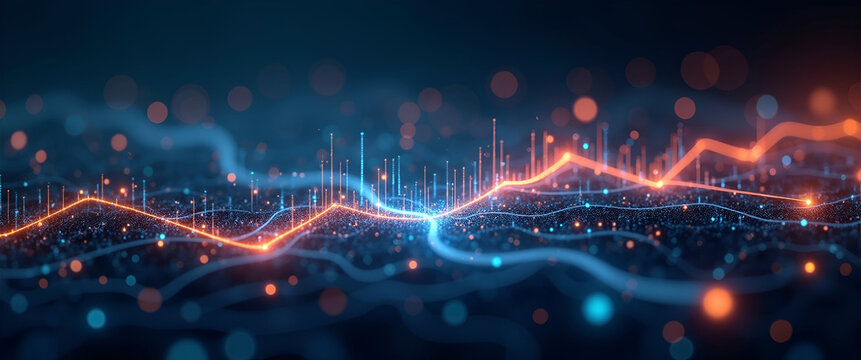 A stunning visualization of digital media workflow, crafted in an abstract manner, with leading lines guiding viewers toward focal points and significant copy space.