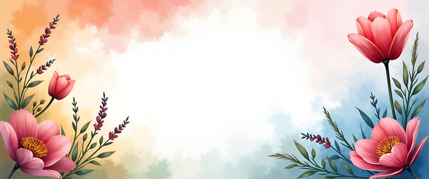 A vibrant watercolor scene encapsulating the spirit of remembrance in celebration, framed with leading lines and empty spaces for personalized messages.