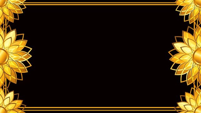 luxury golden frame with yellow flowers ornament