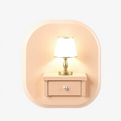 Elegant glowing lamp atop a stylish nightstand, casting a warm and inviting light, perfect for showcasing modern interior design, serene bedroom ambience, and calming relaxation concepts