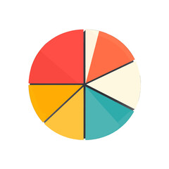 Obraz premium Colorful Pie Chart Graphic With Vibrant Sections And Shadows On White Background Representing Data Analytics