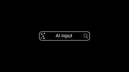 Search bar with text " AI input" and sparkling stars on black background input field text box