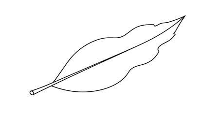 Outline drawing of a single deciduous leaf with an irregular, wavy margin and visible central vein, presented on a clean white background.