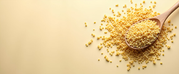 A stylish representation of quinoa as part of a healthy lifestyle, captured with an artistic flair, using negative space for headlines and marketing purposes.