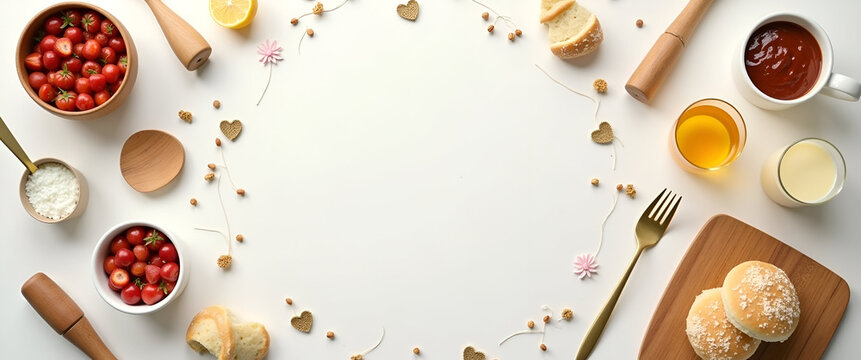 A creative Passover decor setup showcasing traditional symbols with a minimal approach and ample negative space, perfect for promotional materials.