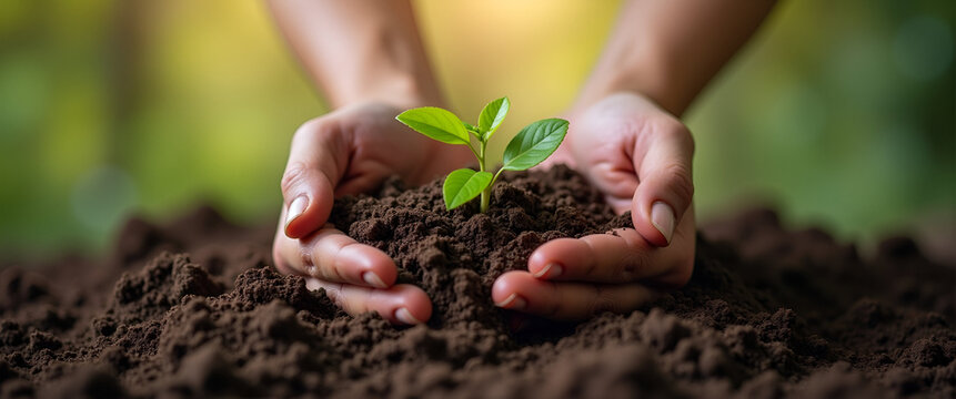 A close-up view of hands planting seeds in rich soil, representing motivation for resilience and personal growth. The composition utilizes negative space effectively, allowing for text placement.