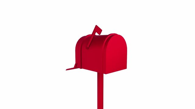 Bright Red Mailbox on White Background