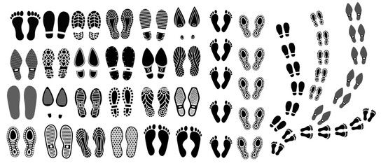 Different Human Footprints Icons Set Vector