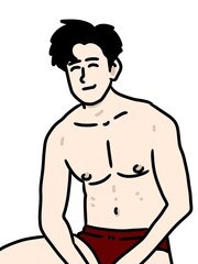 Fototapeta premium cartoon man in shorts on white background