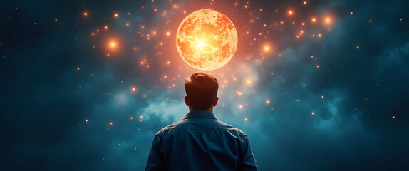 A captivating concept scene illustrating a visionary mindset, brilliant ideas illuminating the environment with space for annotations or motivational quotes.