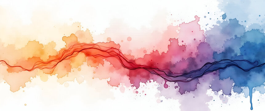 A watercolor illustration depicting digital culture change, with vibrant colors and fluid shapes, evoking a sense of progress and evolution, allowing for textual overlay in the design.