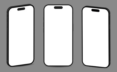 Mobile smart phone mockup vector set isolated on gray background