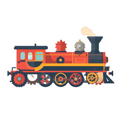 Obraz premium Vintage Red Steam Locomotive with Smoke Billowing from Stack on White Background Isolated Transportation Theme