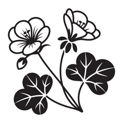 Obraz premium Elegant floral design with wildflowers and leaves in black and white vector