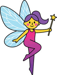 Cute cartoon fairy with magic wand