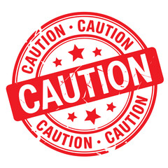 Caution Stamp. Stamp Design Isolated on White Background. Grunge Stamp Vector Illustration.