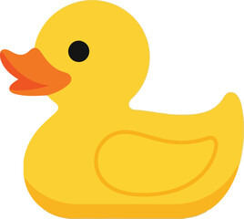 Yellow rubber duck toy on white background