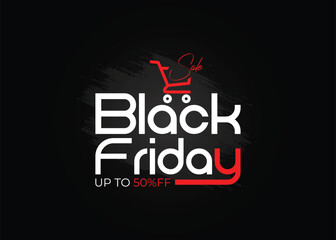 Naklejka premium Black Friday Sale Offer Banner Template. Special offer banner for social media. Super sale promotion for black friday sale. Up to 50% Off Offer