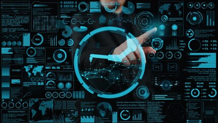 Explore a cutting-edge data interface showcasing advanced analytics and touch interaction, highlighting the impact of digital technology in various industries. Cipher - Powered by Adobe