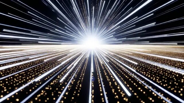Beam of light over streaming particle line representing data flow toward conversion optimization goal