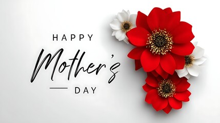 Happy Mother's Day with Elegant Red and White Floral Arrangement