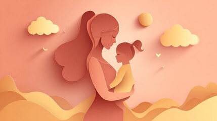 Paper Cut Mother and Daughter Embrace