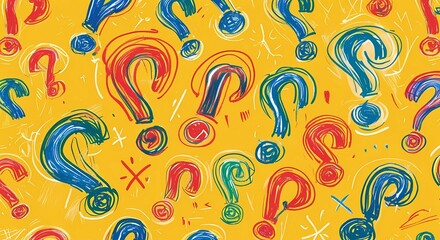 Question marks background pattern design with colorful question mark illustration abstract concept art