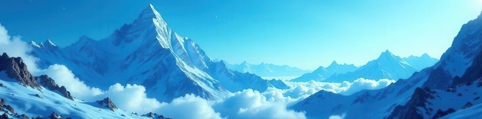 Fototapeta premium Ethereal blue peaks, vibrant cyan sky, fantastical scene, unreal, texture