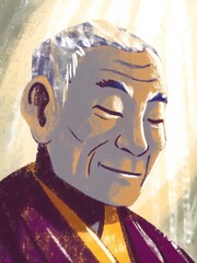 Portrait of a spiritual leader meditation guru elder monk buddhist teacher peaceful zen master enlightened soul