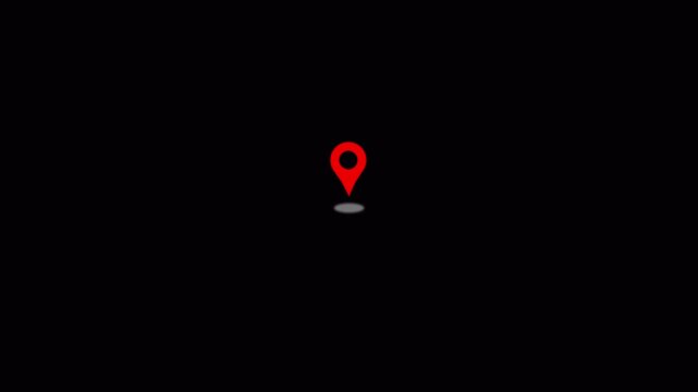 Location Pin Pointer on black Background 4K animation
